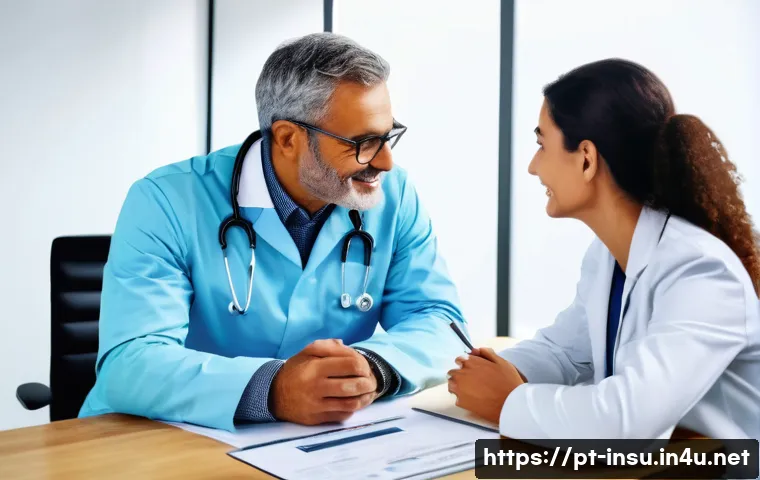 건강보험료 절약 방법 - A professional consultation scene inside a modern Brazilian medical clinic, featuring a middle-aged ...