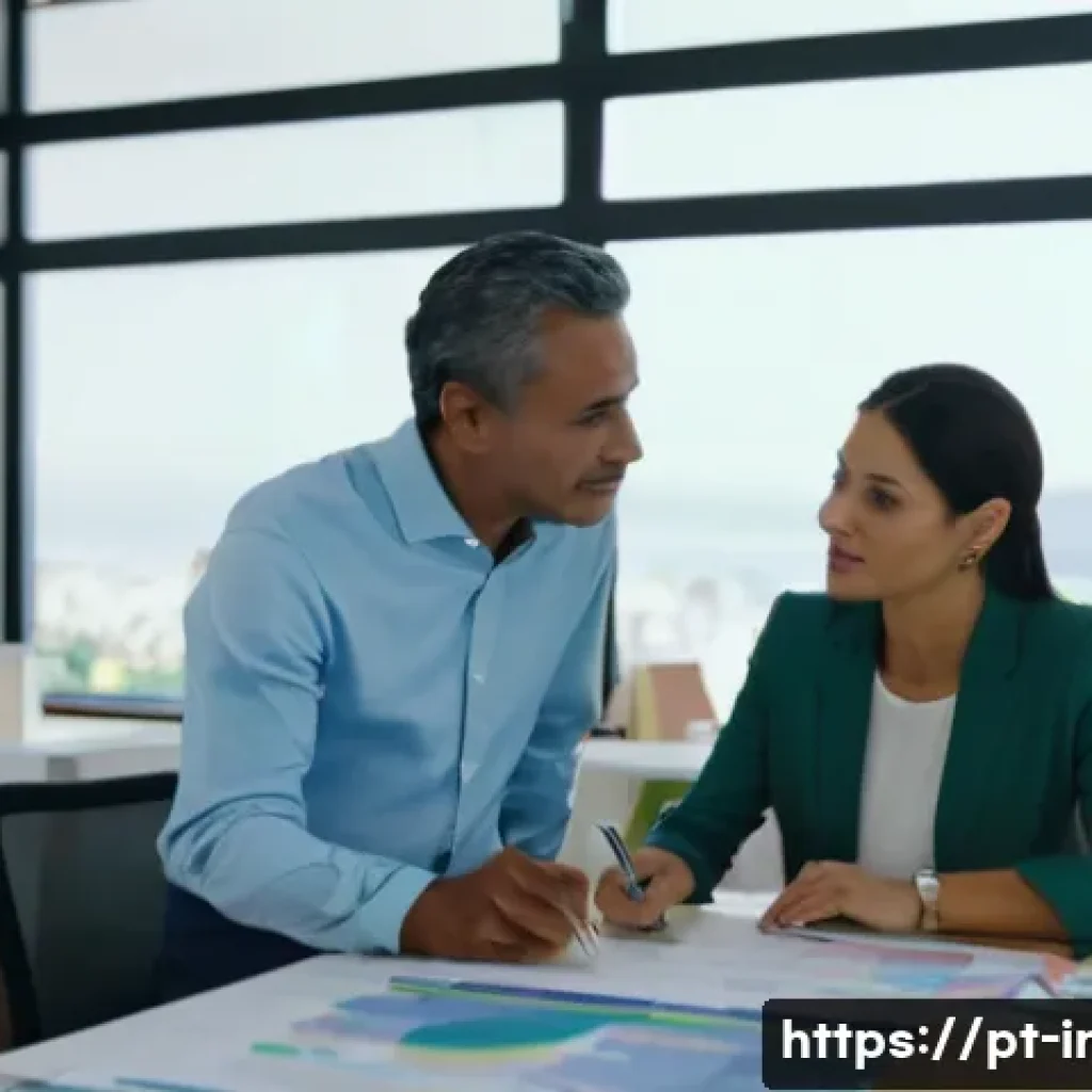 해약 환급금 높은 보험 - A professional office scene showing a middle-aged Brazilian man consulting with a female insurance a...