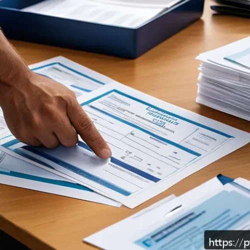 Home 27 보험금 청구 시 필요한 서류 - A professional office scene showing a person carefully organizing important insurance claim document...
